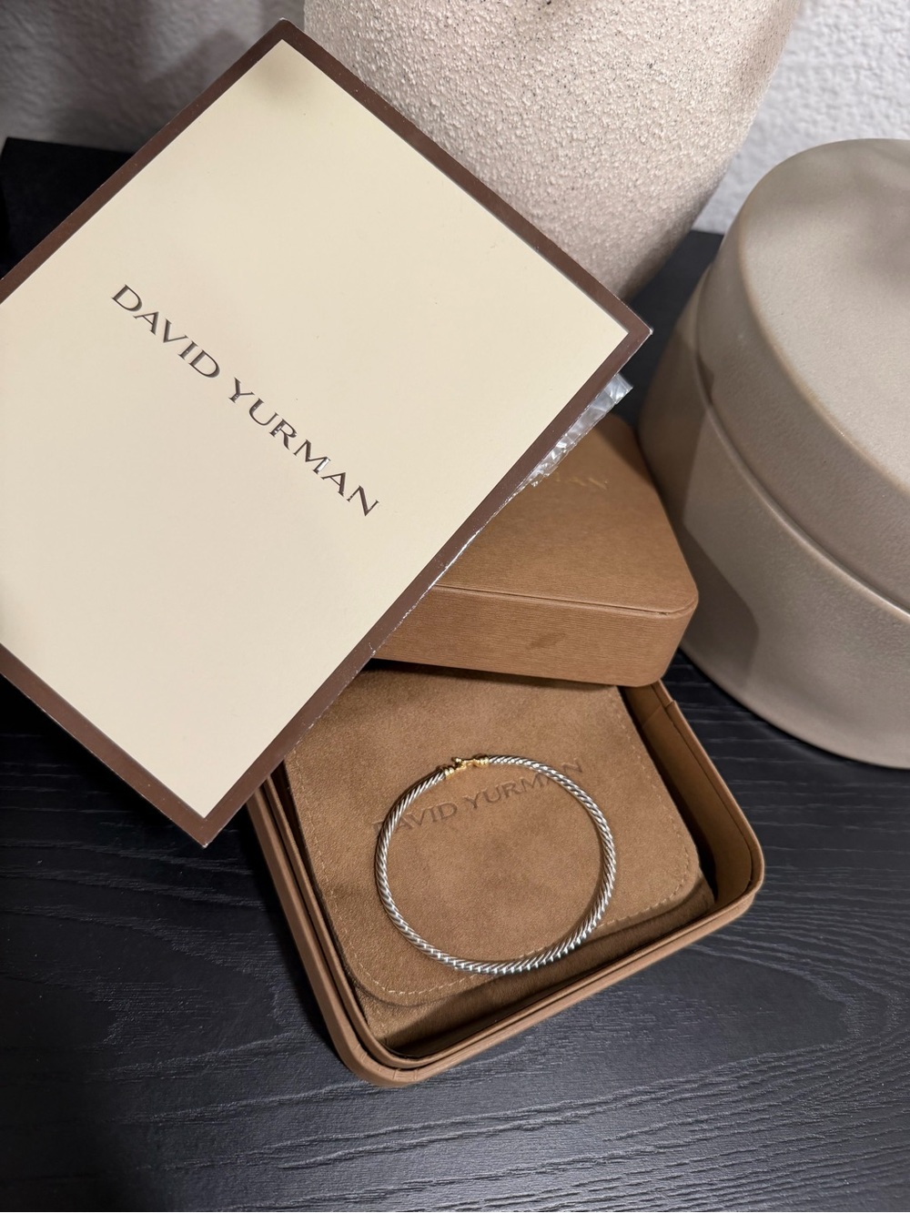 David Yurman Sterling Silver and 18K Yellow Gold Cable Bracelet 3mm Large - Picture 5 of 7